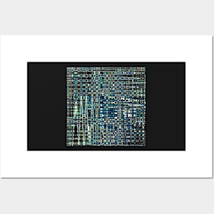 Matrix Blue Geometric Abstract Design Posters and Art